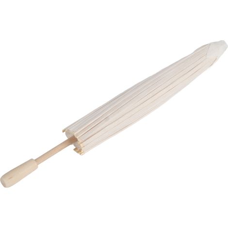 1 Parasol en papier, blanc, 39,5 cm, bois massif, fait main, mariage, fête (1/5)
