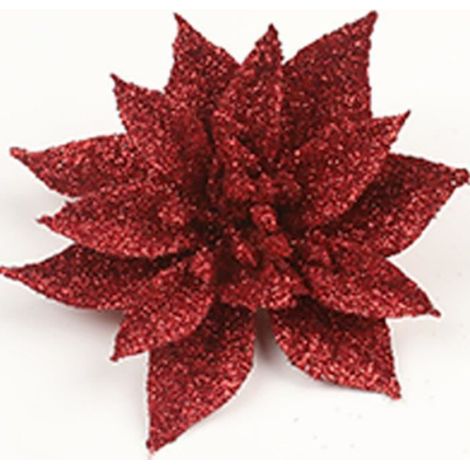 Ornement De Noel - Fleur Artificielle En Plastique - Pour Arbre Mur Cheminée Porte Fenêtre Couronne - 10 Pièces (1/4)