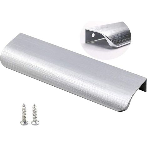 Lot de 10 Poignées De Meuble En Nickel Brossé Poignée d'armoire Poignée Invisible - LS7027SNB128 Poignées Tiroirs Cuisine Poignée Meuble Cuisine Inox(Centre à Centre 128mm) (1/4)