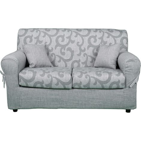 Divano 2 posti in tessuto sfoderabile DAMASCO 150 cm Grigio (1/5)