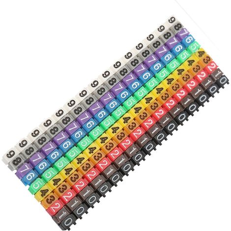 Marqueurs câble tubes numérotés étiquettes fil colorés 150Pcs 1.5mm² (1/5)