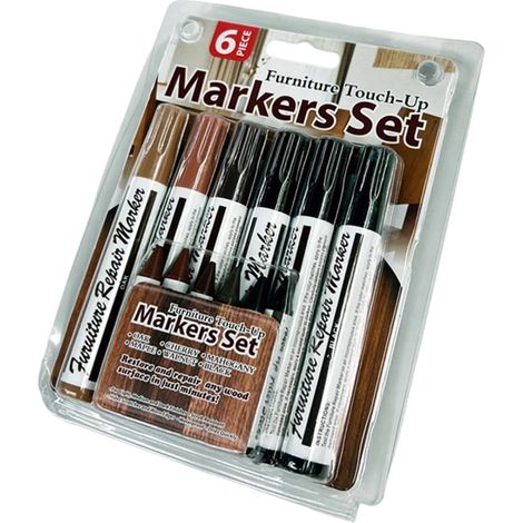 12 Stylos de retouche, multicolores, brosse intégrée, réparation rayures, meubles sols (1/5)