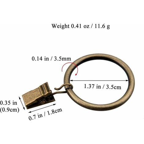 Tigrezy-Ensemble de 30 Anneaux de Rideau en Bronze avec Clips/Heavy-Duty décoratif métal drapé Clip Crochets Ensemble avec œillets pour Rideaux, Salle de Bain, s'adapter à 1 1/4 Pouce Rod (1/4)
