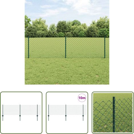 Gartenzaun - Zaun mit Pfosten Grün 0,6 x 10 m Stahl und PVC (1/5)