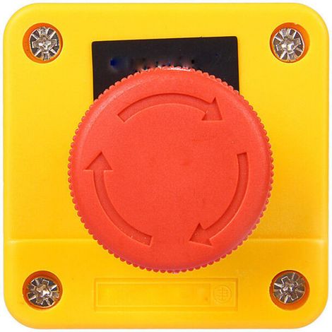 Boîtier de commande 10a, bouton-poussoir de verrouillage d'arrêt, interrupteur d'urgence, boîtier en plastique et métal, étiquette rouge en forme de champignon, station de commande à bouton-poussoir d