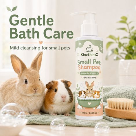 KineShineX Pet Shampoo ist ein mildes Reinigungsshampoo, das für Kaninchen, Hamster und Meerschweinchen geeignet ist und deren Fell weich und geschmeidig macht. (1/4)