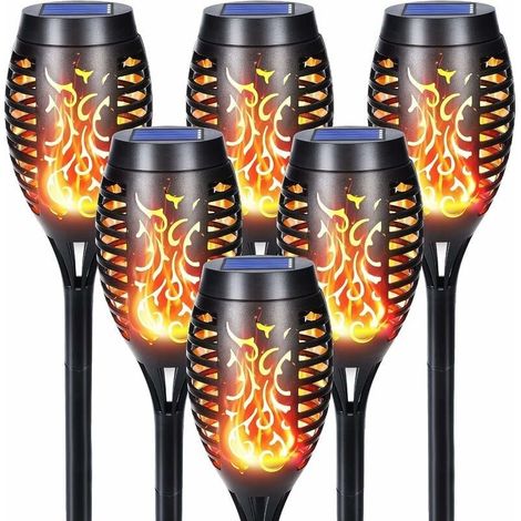 6-Piece Solar AIMOONSA Outdoor Lights, 12 LED Realistic Flame Torches, IP65 Waterproof Solar Garden Decor for Patio Paths Lawn (1/5)