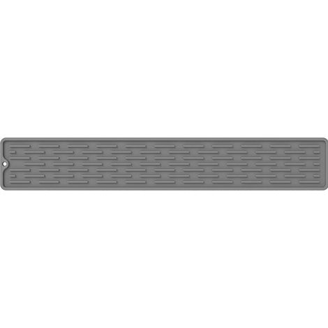 Lntyq Tapis Egouttoir, Tapis de Robinet en Silicone, Tapis Evier Cuisine pour Eclaboussure, Drainage, Séchage et Protection évier, Gris, 55  8.8  0.5cm (1/4)