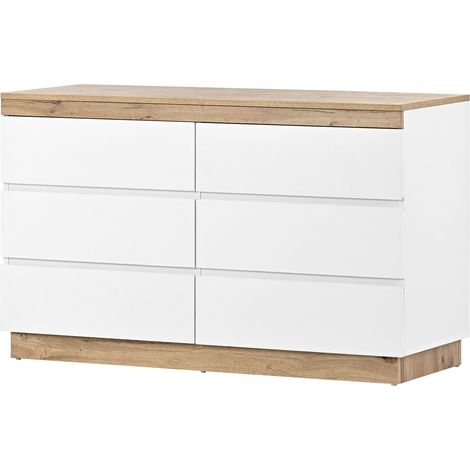 Comò con 6 cassetti bianco e rovere in truciolare E1 MODENUIT (1/5)