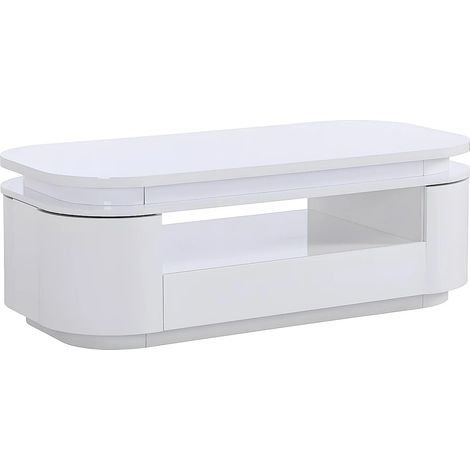 Tavolino 4 ante e 1 cassetto con LED MDF Bianco laccato - VANDANA (1/5)