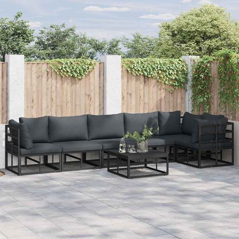 Garden Sofa Set with Cushion Black Aluminium vidaXL (1/5)