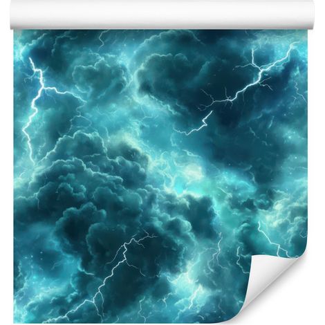 Papier peint aquarelle galaxie turquoise et céladon pour salon et chambre 50x1000 (1/5)