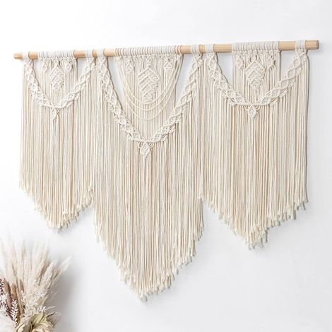 Macramé Tenture Murale Grande Boho Chic Tissé Tapisserie Feuille (1/5)