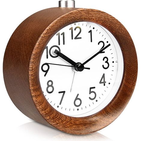 Réveil analogique en bois avec fonction snooze et éclairage du cadran (1/5)