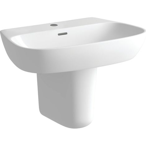 Signature Poseidon Basin and Semi Pedestal 600mm Wide - 1 Tap Hole (1/2)