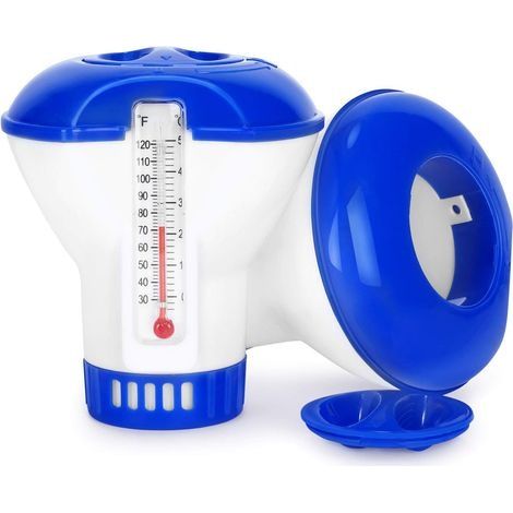 Diffuseur Flottant Piscine, 2 Pack Diffuseur de Chlore Flottant avec thermomètre de débit Ajustables & Bouchon de Verrouillage pour Tous Les & Piscines, Spas, Aquariums & Les Étangs du Poisson (1/5)