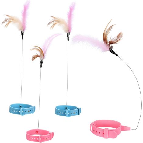 4-Piece Interactive Toy Set with Feather Wands for Indoor and Outdoor Use, Adjustable and Made from Safe Materials (1/5)