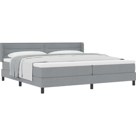 Maison Exclusive - Lit à ressorts avec tête de lit Gris clair 200 x 200 cm tissu (1/5)