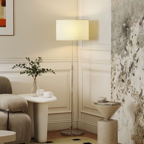 Lampadaire Salon Télécommande, Hauteur Réglable 133-168 cm, Éclairage Ambiance, Argent (1/5)