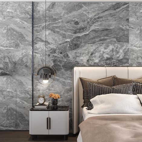 Papier Peint Gris Foncé Texture Marbre Auto-adhésif Rouleau de Papier Peint Vinyl Wrap 3D Effet Béton Granit Papier de Contact Mat épais 60CMx5M Sticker de Meuble Imperméable DIY Sticker Mural (1/5)