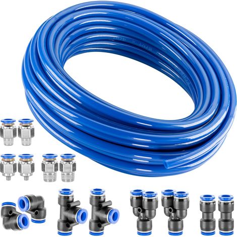 10M Tuyau Pneumatique, 8 Raccords Rapides, PU 4x6mm, 6 Bars, Pour Atelier Et Systèmes De Freinage (1/5)