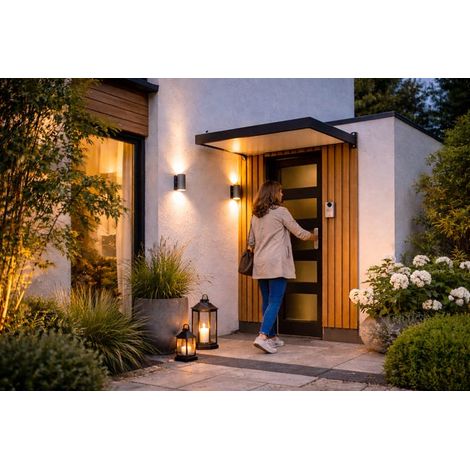 Marquise de Porte / Auvent Aluminium 141x90cm Anthracite Cleveland Made in France ORIAL (1/5)