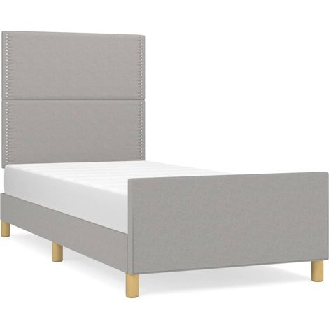 Lit adulte pour 1 personnes avec tête de lit, Structure de lit, Assemblage Facile, Gris clair 90x200 cm Tissu OIB4770E (1/4)