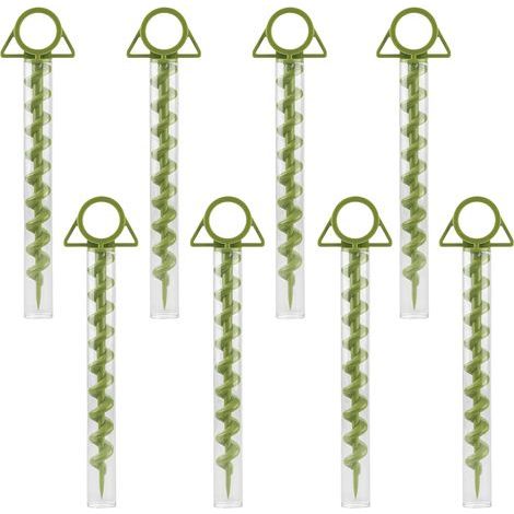 Lot de 8 sardines de fixation en plastique vertes avec crochet, piquets spirale pour auvent, bâche et jardin (1/5)