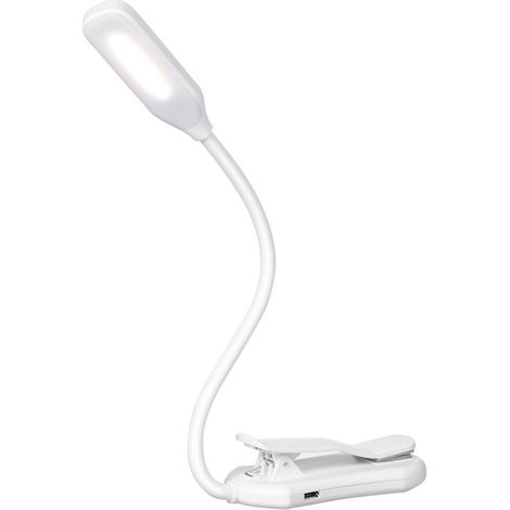 Leselampe mit 7 LEDs, flexiblem und faltbarem Clip, 3 Farbtemperaturen, 600 mAh Akku (USB)