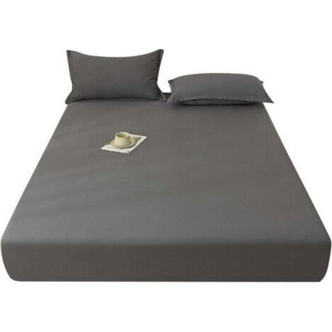 Bed linen - Fitted sheet - Dark gray fitted sheet - Synthetic fiber fitted sheet - Depth 30 cm - 180 x 200 cm (1/4)