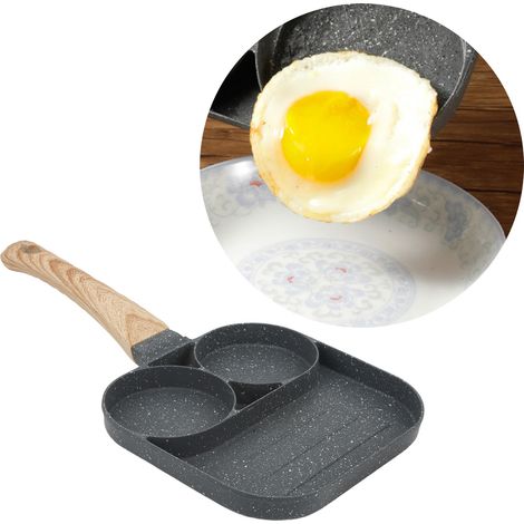 Poêle à omelettes et à hamburgers aux œufs, 3 compartiments, antiadhésive, pour la cuisine. (1/5)