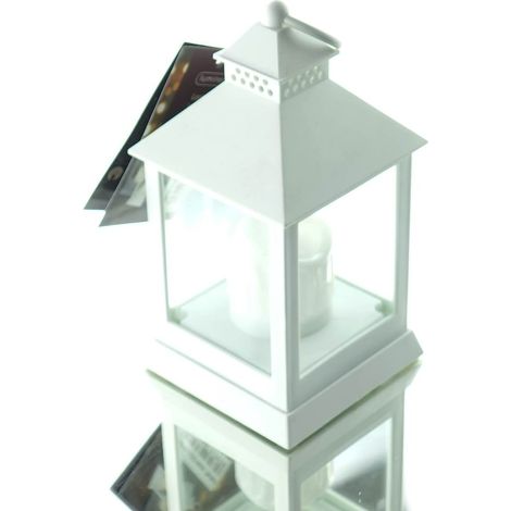 Lumineo Laterne Weiß mit LED-Kerze flackernd 18 cm - Kunststoff (1/2)