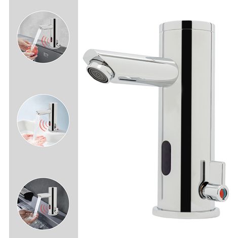 Grifo de baño con sensor infrarrojo, grifo mezclador automático para fregaderos de cocina y baño.