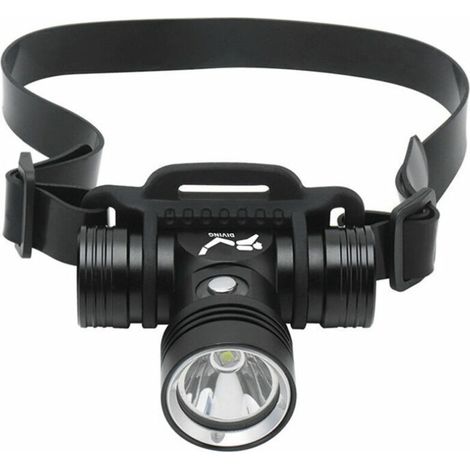 Tigrezy Lampe frontale de plongée torche de plongée sous-marine rechargeable, phare sous-marin de plongée étanche IPX8 (1/5)