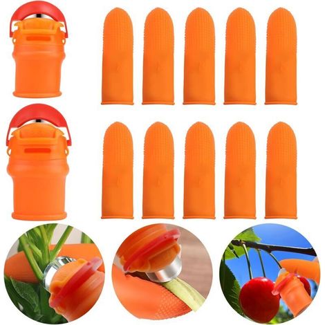 2 Ensembles Coupeur de Pouce, Silicone Couteau À Pouce, Séparateur Coupe Pouce avec Protège-Doigts en Silicone, Couteau Cueillette Fruits, Jardinage Outillage pour La RéColte De LéGumes (1/4)