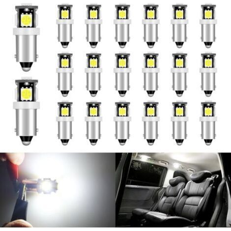 (20 Stück) T11 BA9S LED-Lampen für T4W BA9 53 57, 12V weiße Innenraum-Autolampen 5050 5SMD, für Leseleuchte, Kennzeichenbeleuchtung, Seitenpositionsleuchten, Türbeleuchtung