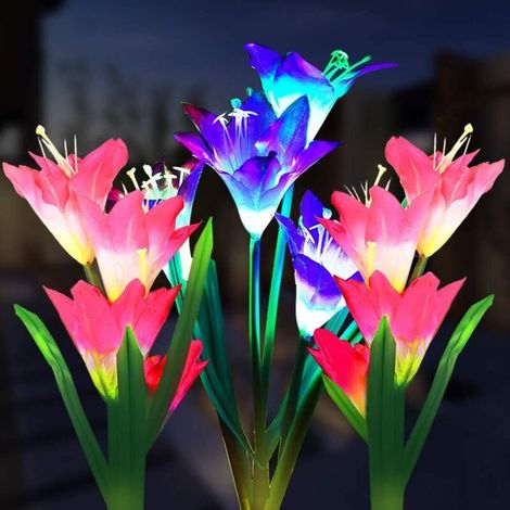 Lumières solaires Jardin extérieur, , Lumières de jardin LED multicolores pour Garden Yard Pathway, Paquet de 3 (1/5)