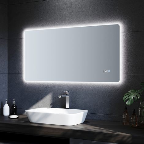 SONNI armario con espejo baño con iluminación armario con espejo LED de 3 puertas 65 x 90 cm armario con espejo baño acero inoxidable armario con espejo baño con interruptor táctil (1/5)