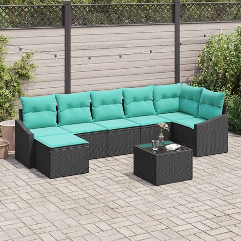 vidaXL Sofa Set mit Kissen 8 pcs Schwarz Poly Rattan (1/5)
