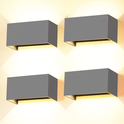 4 Pièces Applique Murale LED 24W Gris IP65 Angle Réglable Intérieur Extérieur