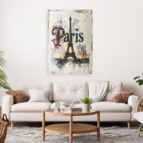 Wandbild Paris Shabby Chic Schriftzug Imitation Farbe 40x60 (1/4)