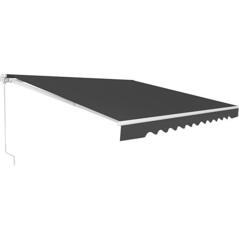 Store banne à manivelle auvent rétractable 400 x 250 cm protection solaire angle ajustable moderne en aluminium gris