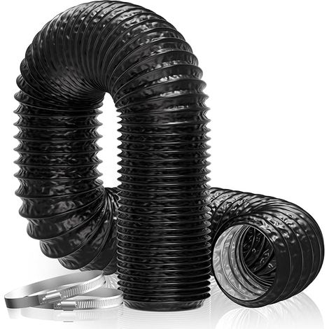 Hon&Guan Tuyau de ventilation flexible 150 mm × 2,5 m – Conduit d’air en PVC et feuille d’aluminium pour sèche-linge, extracteur d’air, chauffage et climatisation (Noir) (1/5)