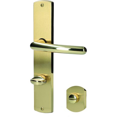 Poignée de porte en laiton poli/laiton satiné pour portes de salle de bain et WC