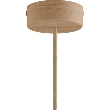 creative cables - Lampada a sospensione Made in Italy completa di cavo tessile e paralume Tub-E14 in legno