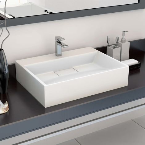 Chic Lavabo,Vasque salle de bain 50x38x13 cm Fonte minérale/marbre Blanc -GB92998 (1/5)