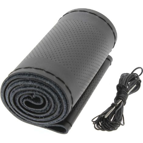 Couvre volant cuir a lacet noir - 37-39 cm (1/6)