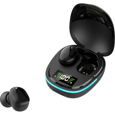 G9S Bluetooth Earphones with Colorful Breathing Light and Digital Display - Compact 5.1 Compact - G9S Black (1/3)