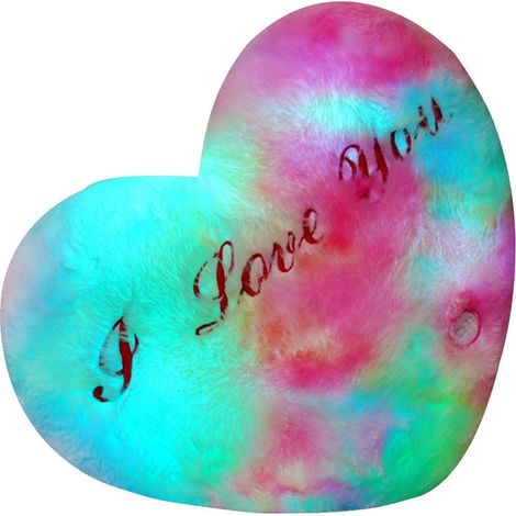 Coussin En Forme De Coeur - Avec Éclairage LED Intégré - Décoration De Chambre Romantique - Pour Canapé Lit Ou Bureau - 1 Pièce (1/5)
