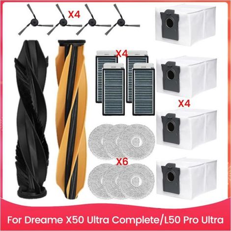 Pour Aspirateur pour Dreame X50 Ultra Complete/L50 Pro Ultra, Brosse Latérale Principale, Filtres HEPA, Tampons de Nettoyage, Sacs (1/4)
